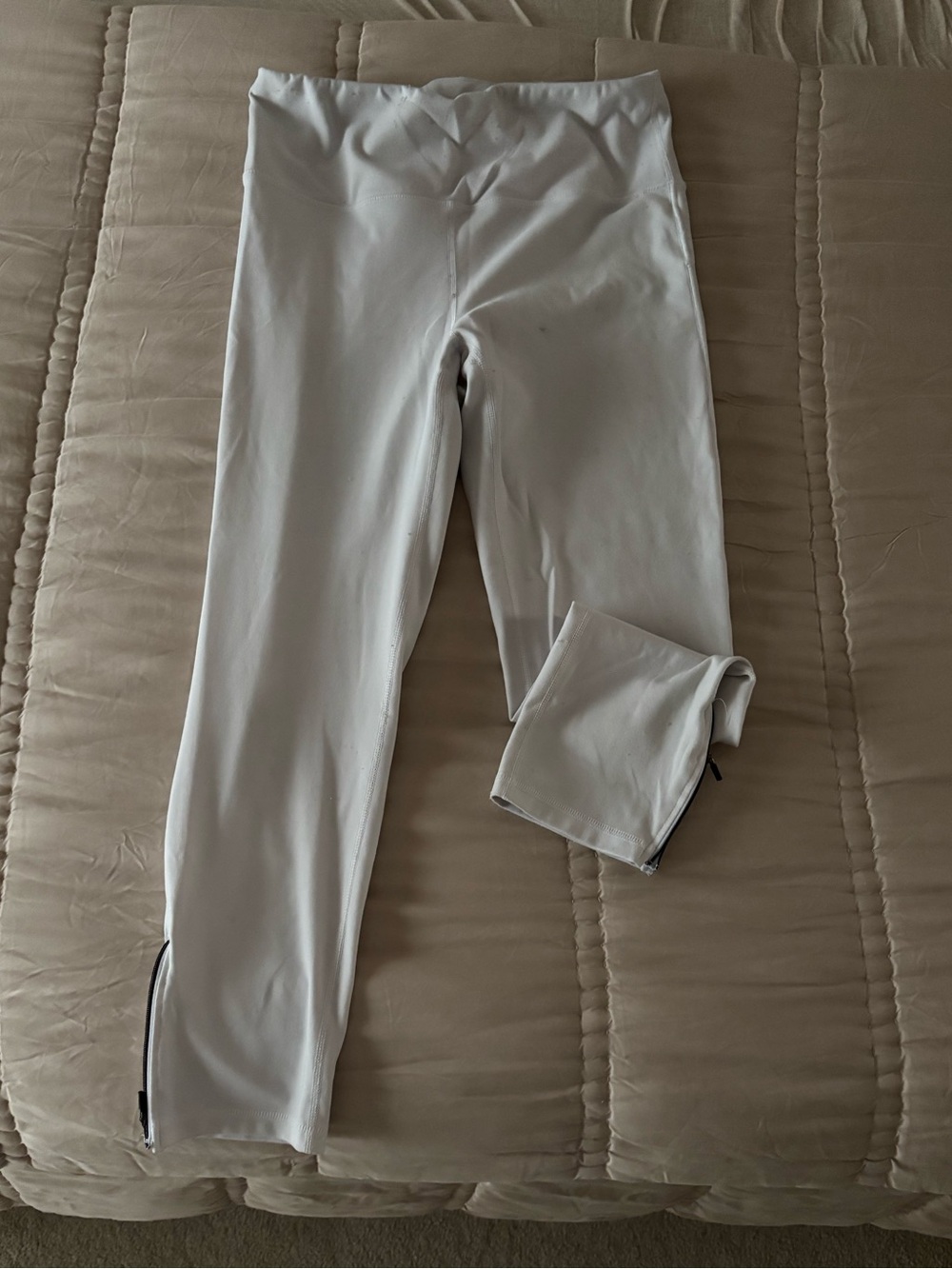 Nine West White Womens Active Leggings with Side Zips